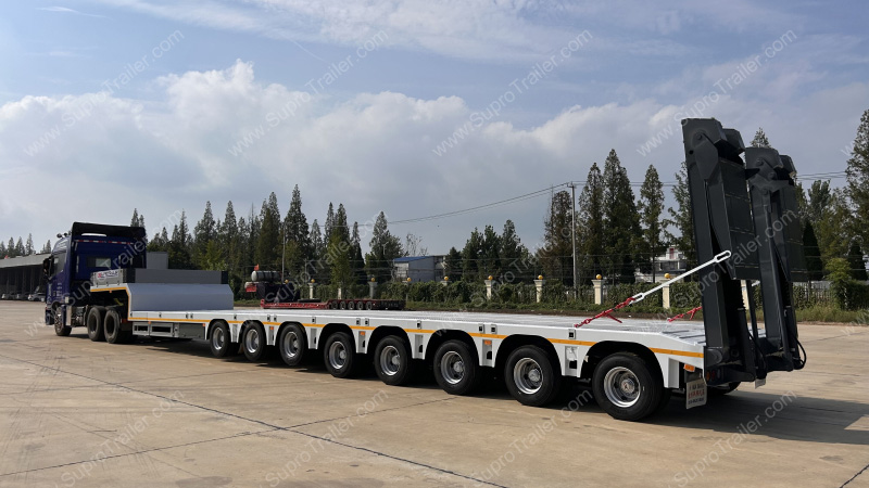 Self-steering Multi axles lowbed trailer